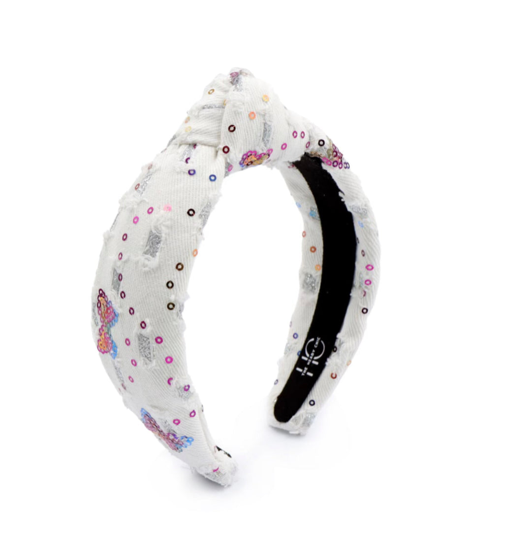 Kid and Tween White Denim Knotted Headband