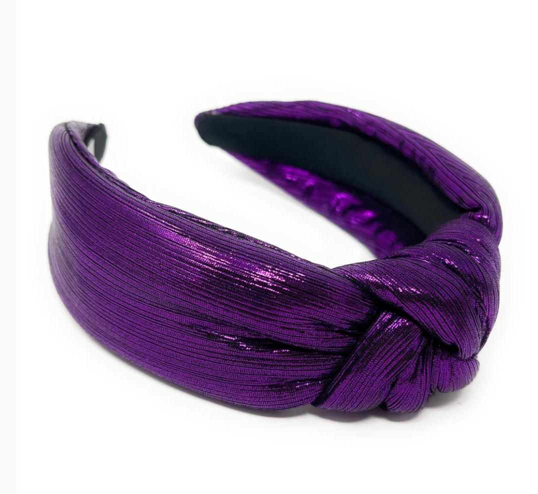 Purple Padded Metallic Knotted Headband