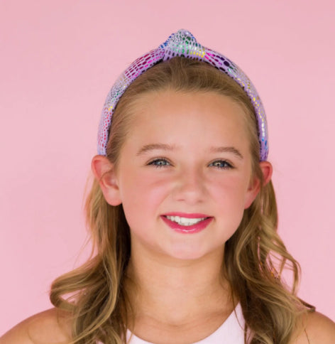Kid and Tween Lavender Rainbow Velvet Knotted Headband