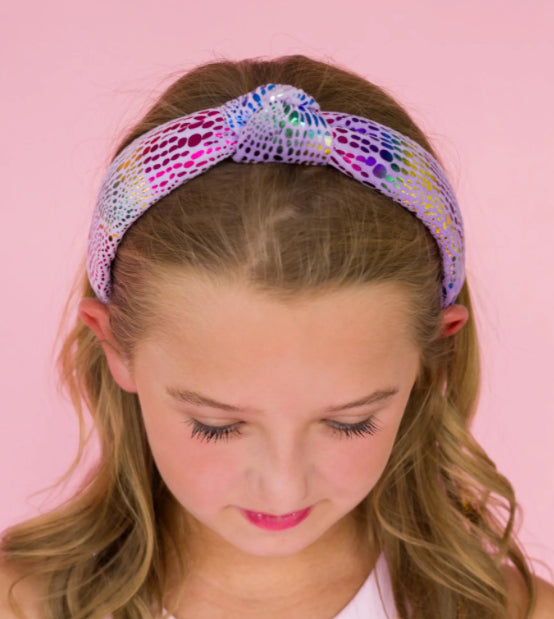 Kid and Tween Lavender Rainbow Velvet Knotted Headband