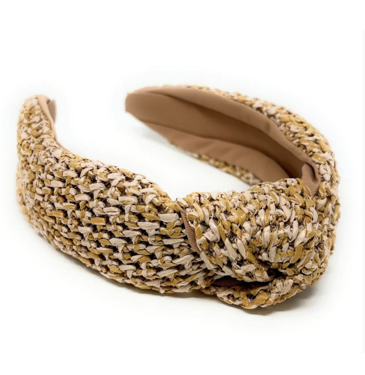 Adult Tan Raffia Knotted Headband