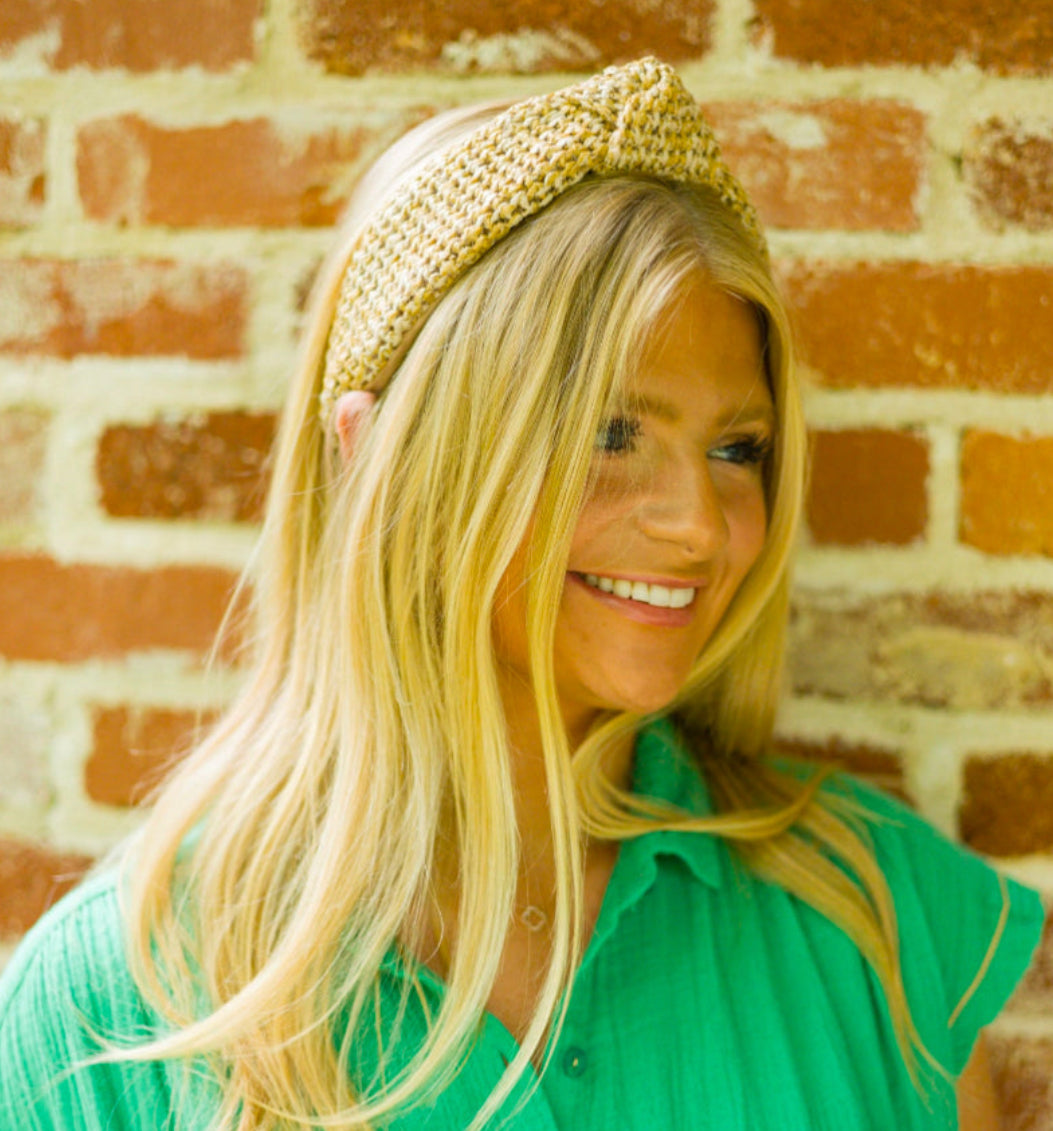 Adult Tan Raffia Knotted Headband