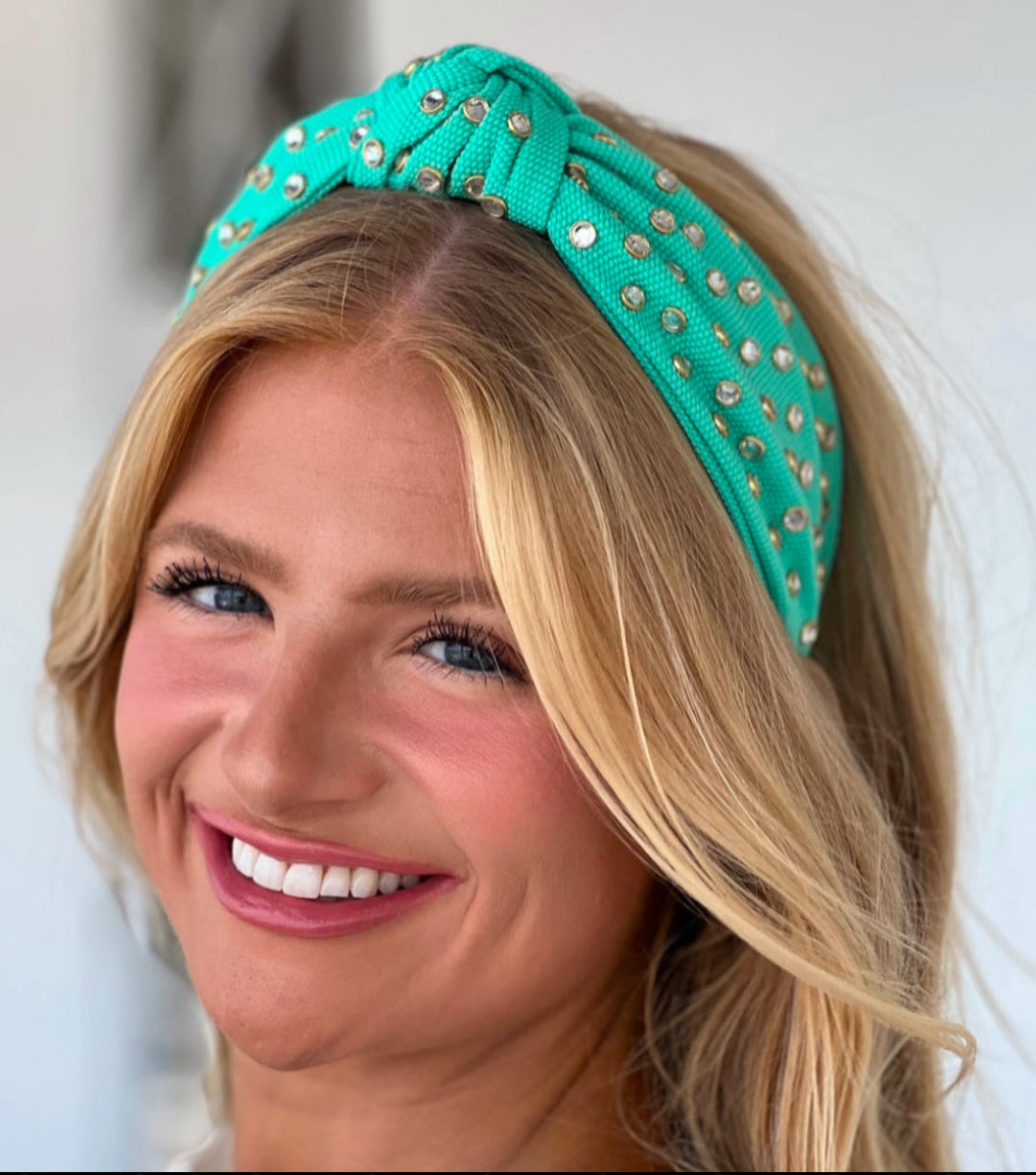 Adult Sea Green Jeweled Knotted Headband