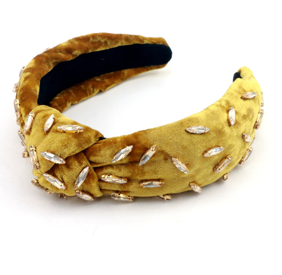 Adult Gold Velvet Knotted Headband with Crystals