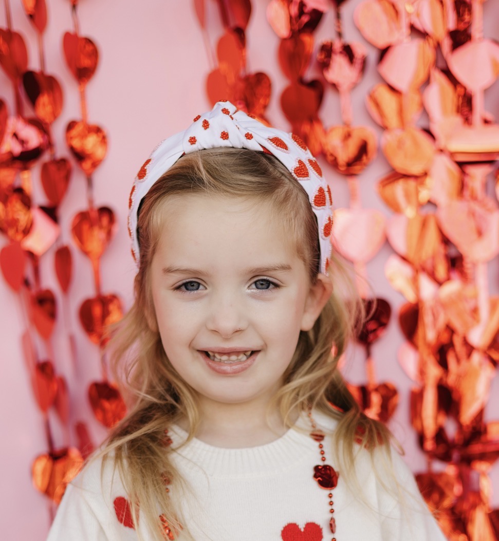 Red Heart Beaded Valentine's Day Knotted Headband