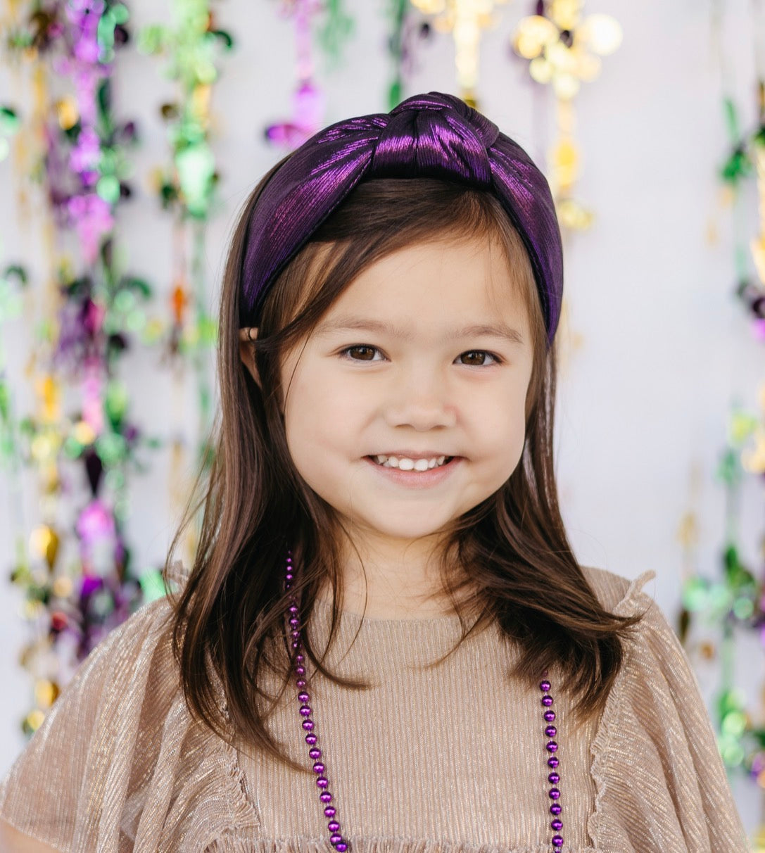 Purple Padded Metallic Knotted Headband