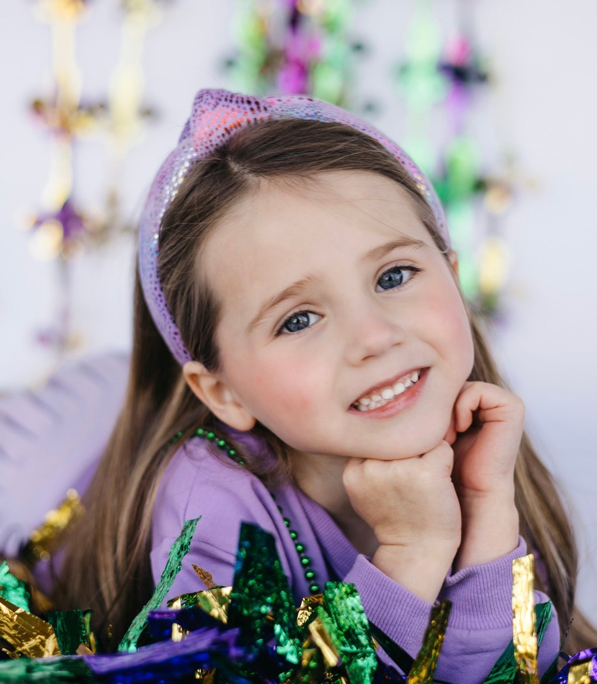 Kid and Tween Lavender Rainbow Velvet Knotted Headband
