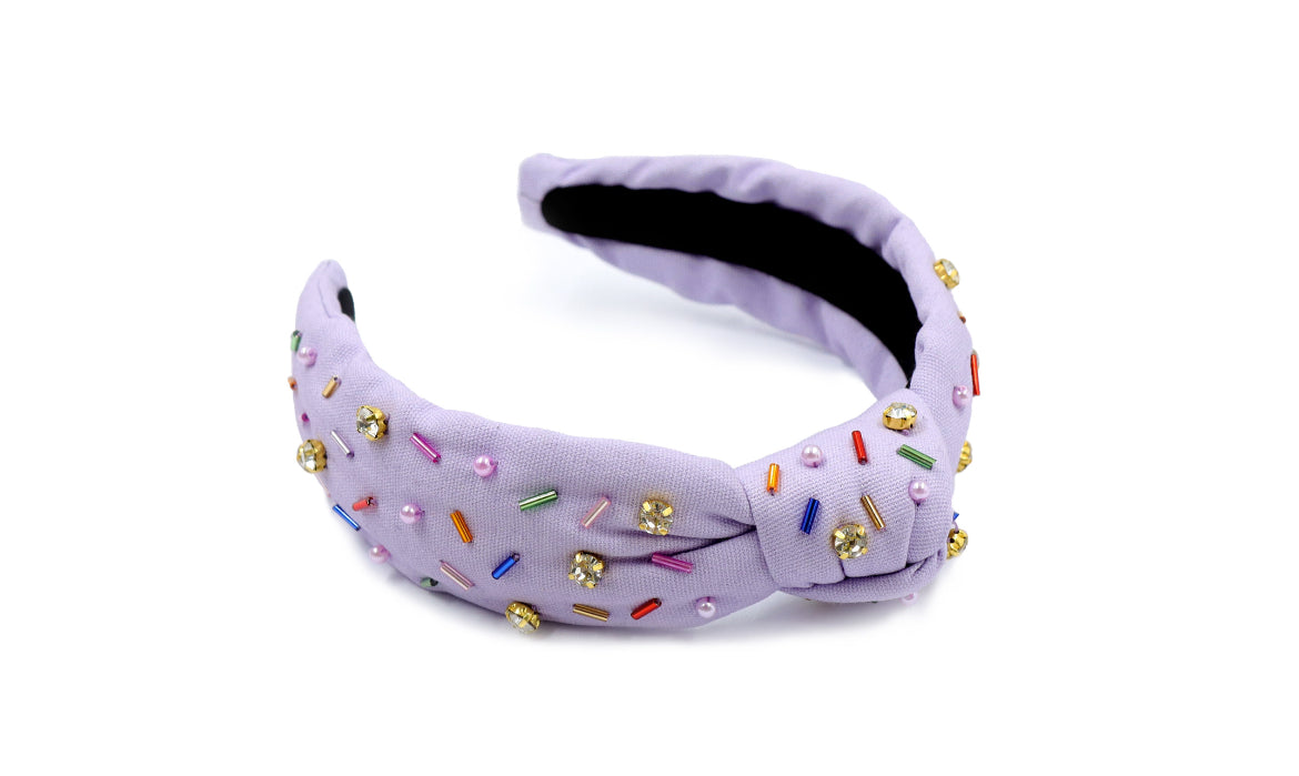 Kid and Tween Lavender Sprinkle Knotted Headband