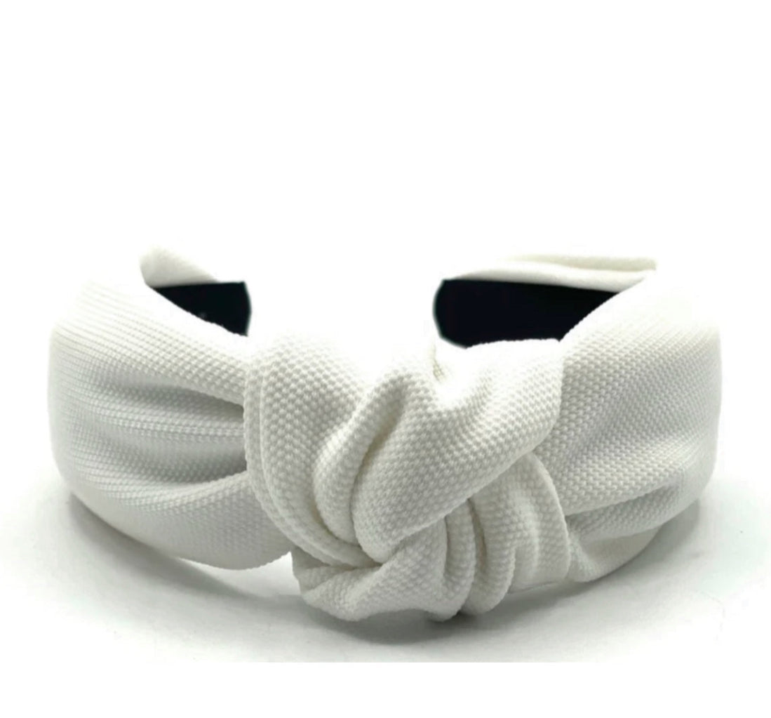 Kid and Tween White Knotted Headband