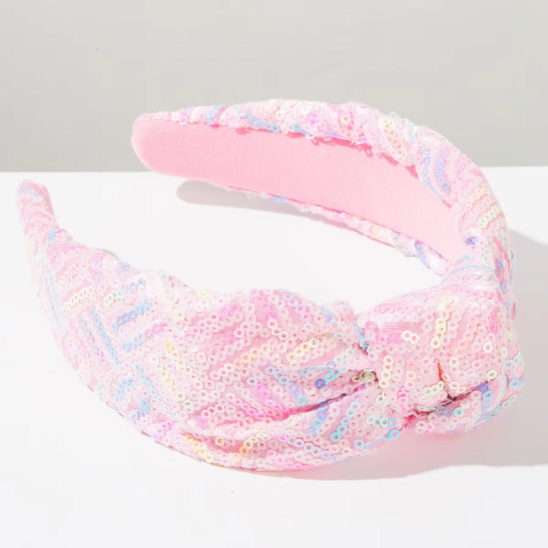 Kid and Tween Rainbow Sequin Knotted Headband
