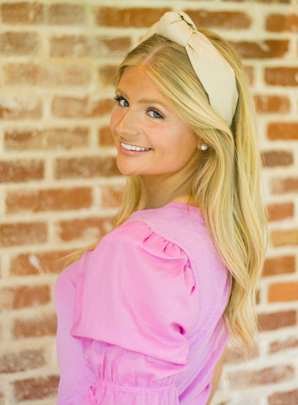Adult Ivory Leather Knotted Headband