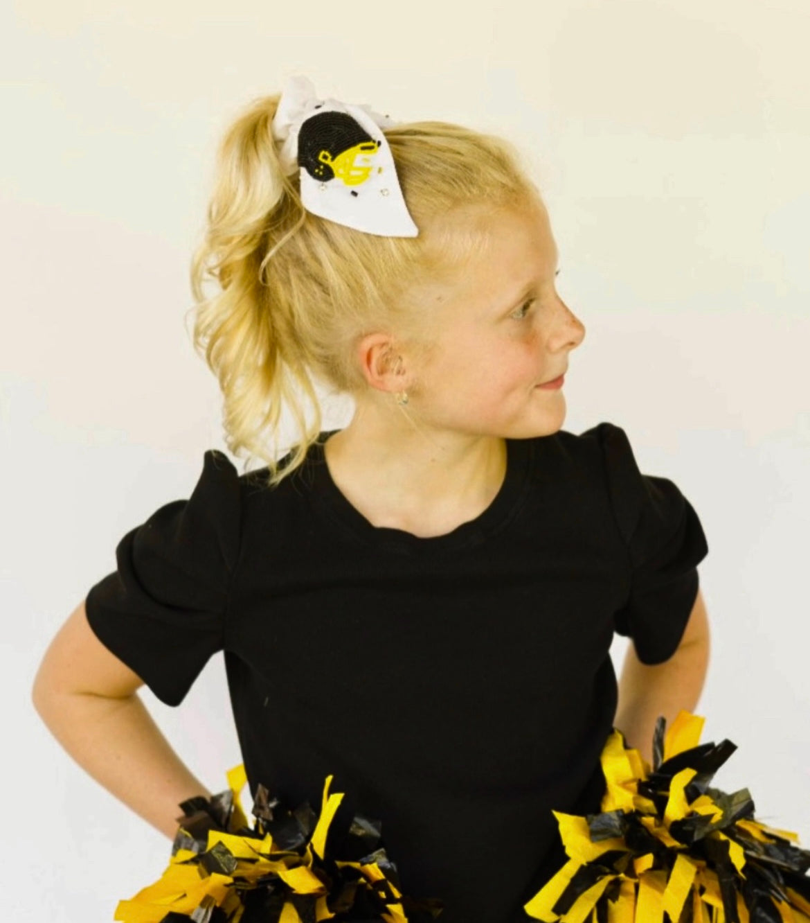 Black and Gold Football Helmet Scrunchie