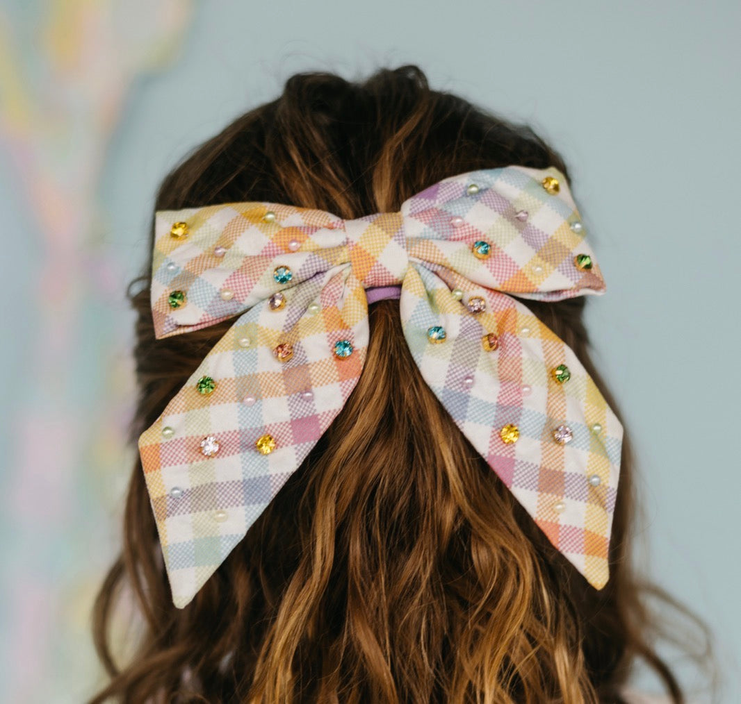 Pastel Gingham Hair Bow