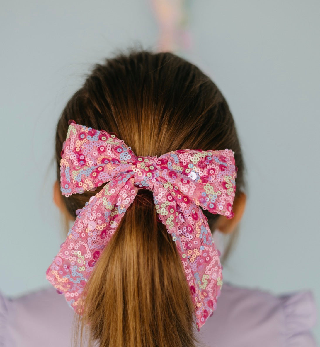 Pink Sequin Hair Bow