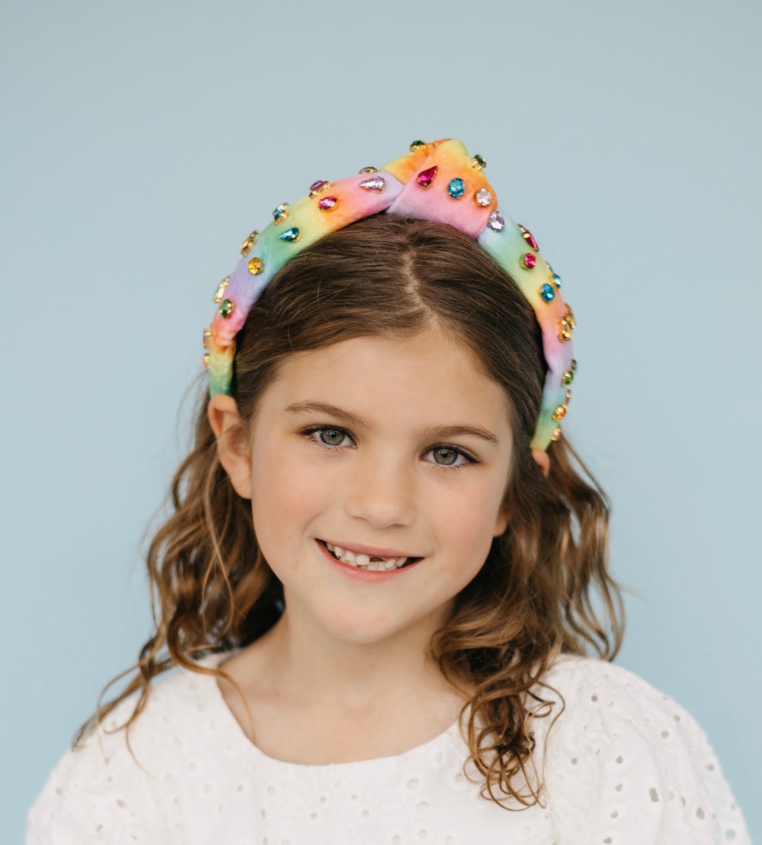 Kid and Tween Rainbow Velvet Knotted Headband
