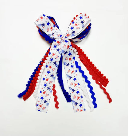 Red, White, and Blue Texture Hair Bow