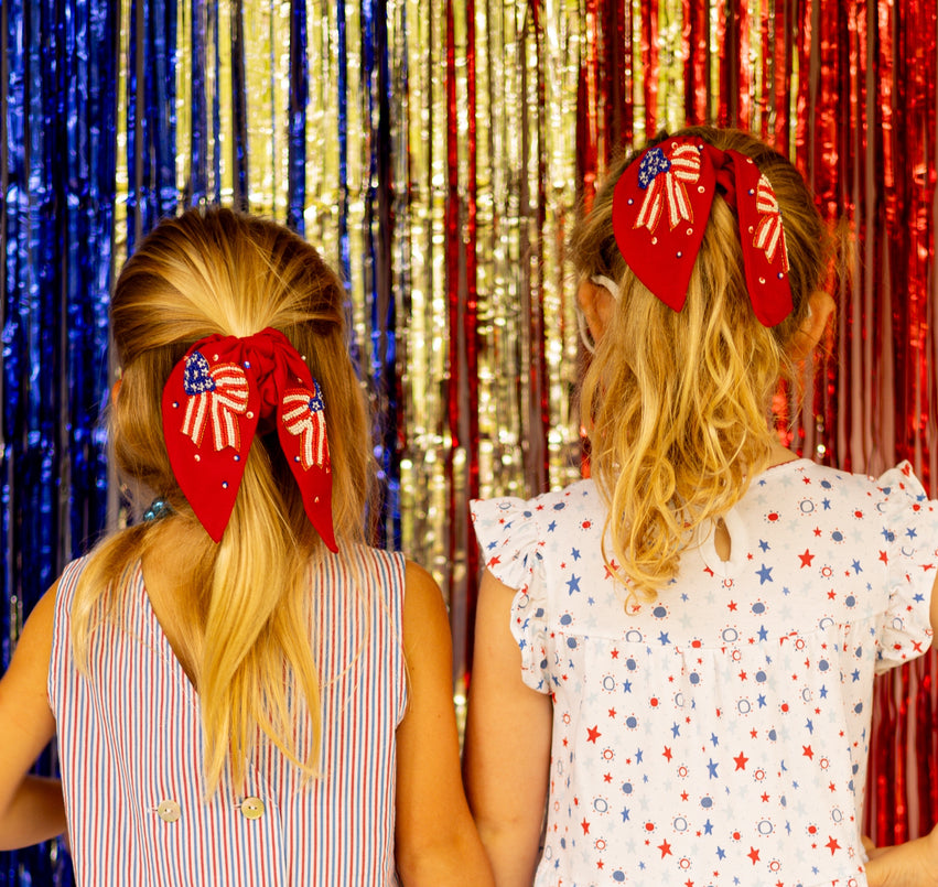 American Flag Bow Scrunchie