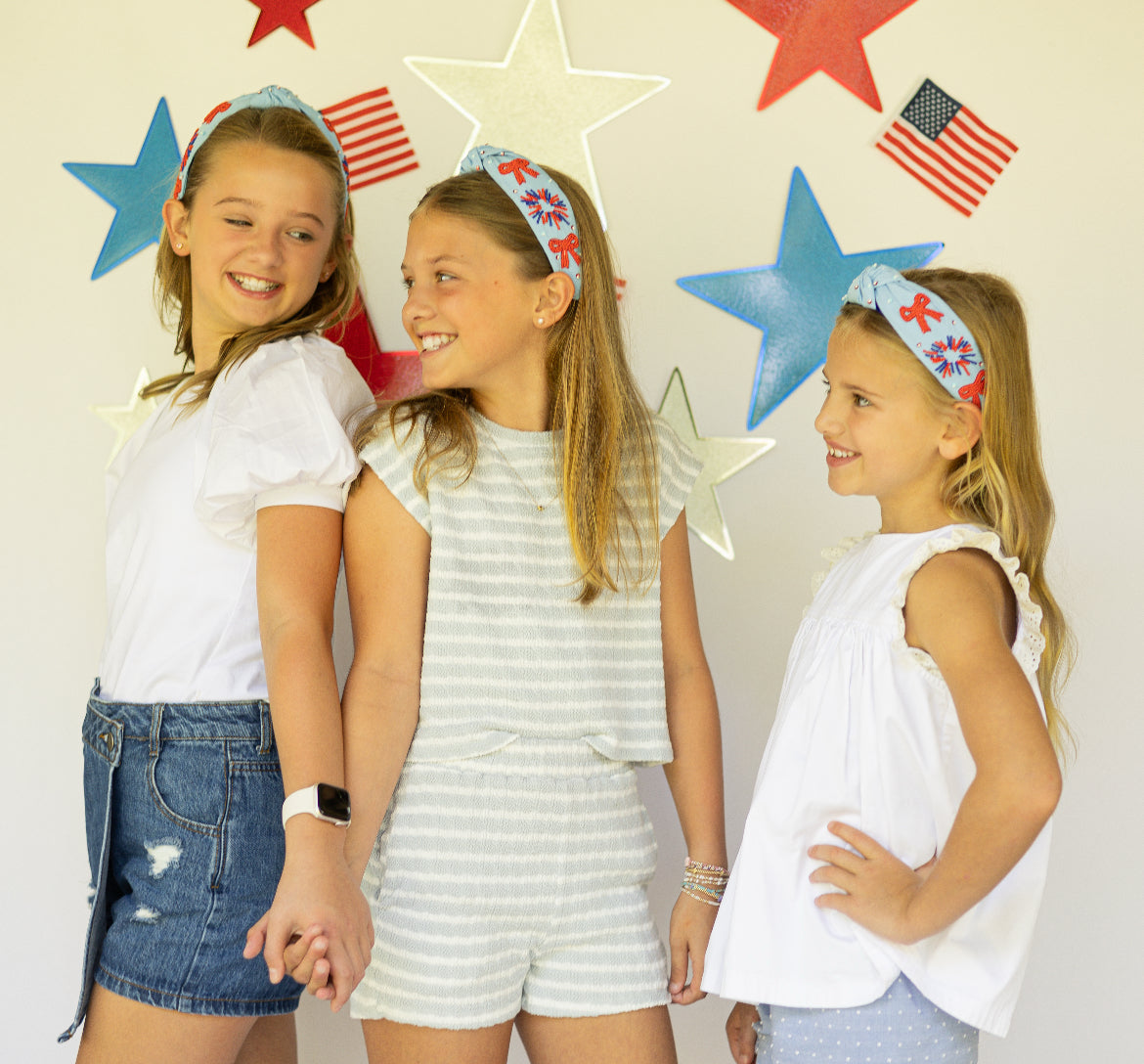Fourth Of July Beaded Knotted Headband