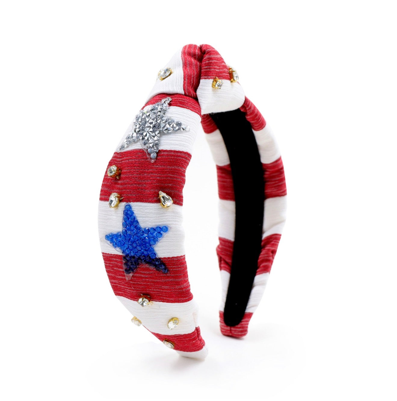 Kid and Tween Red and White Striped Fourth of July Knotted Headband