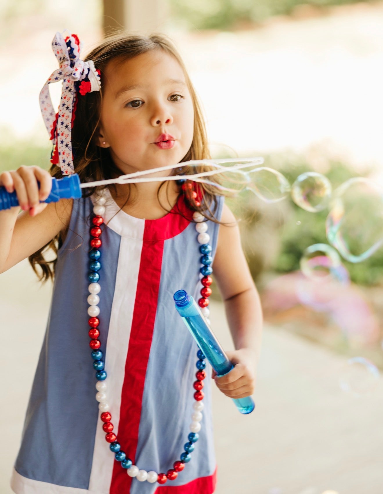 Red, White, and Blue Texture Hair Bow