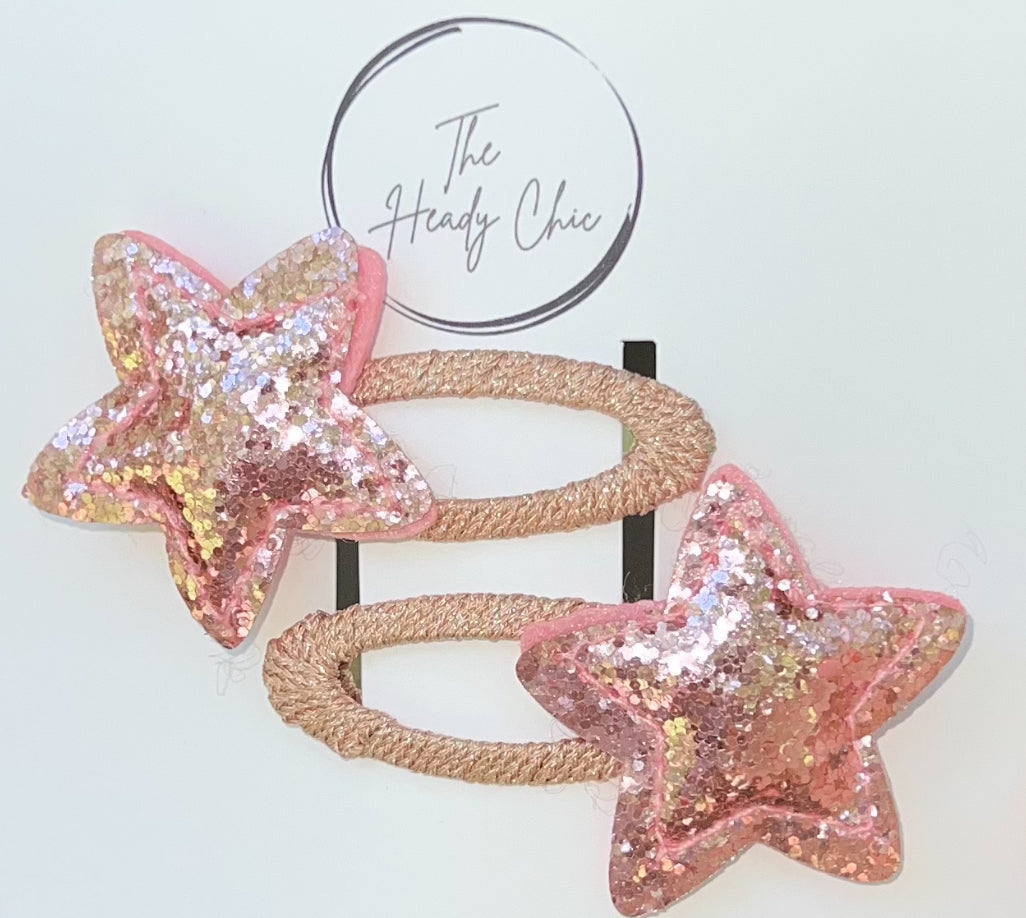 Kid and Tween Pink Star Clip Hair Set