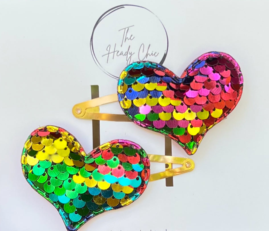 Kid and Tween Heart Sequin Clip Set