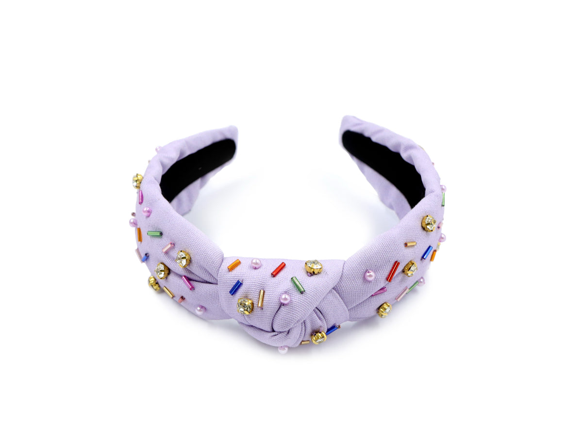 Kid and Tween Lavender Sprinkle Knotted Headband