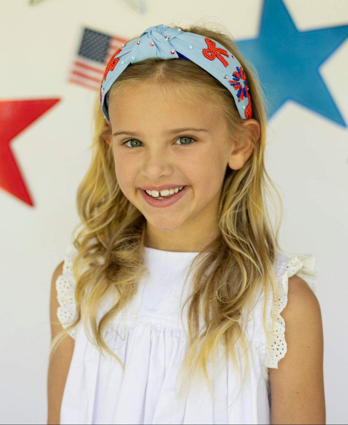 Fourth Of July Beaded Knotted Headband