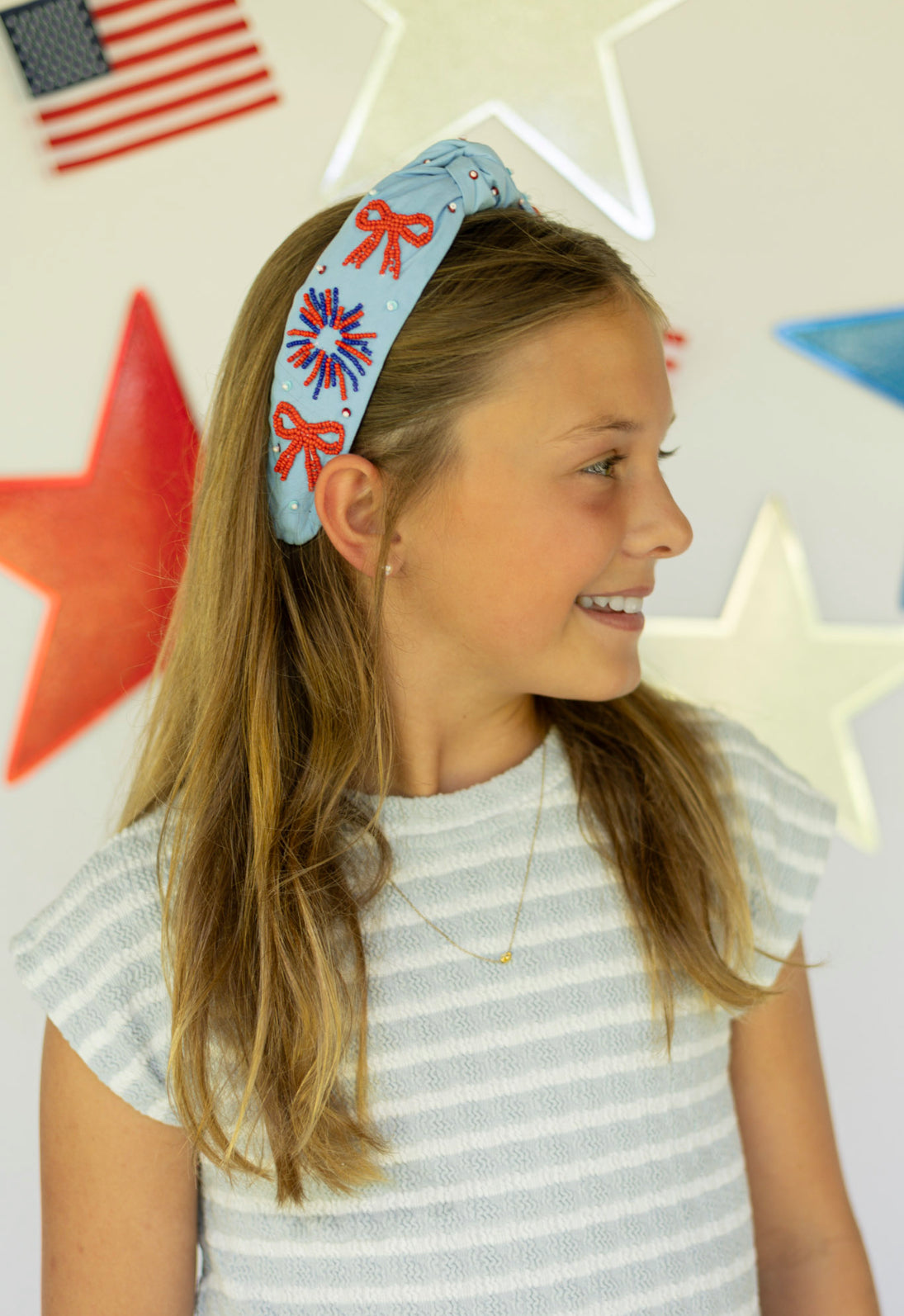 Fourth Of July Beaded Knotted Headband