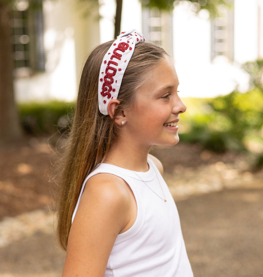 Bulldogs Beaded Knotted Headband