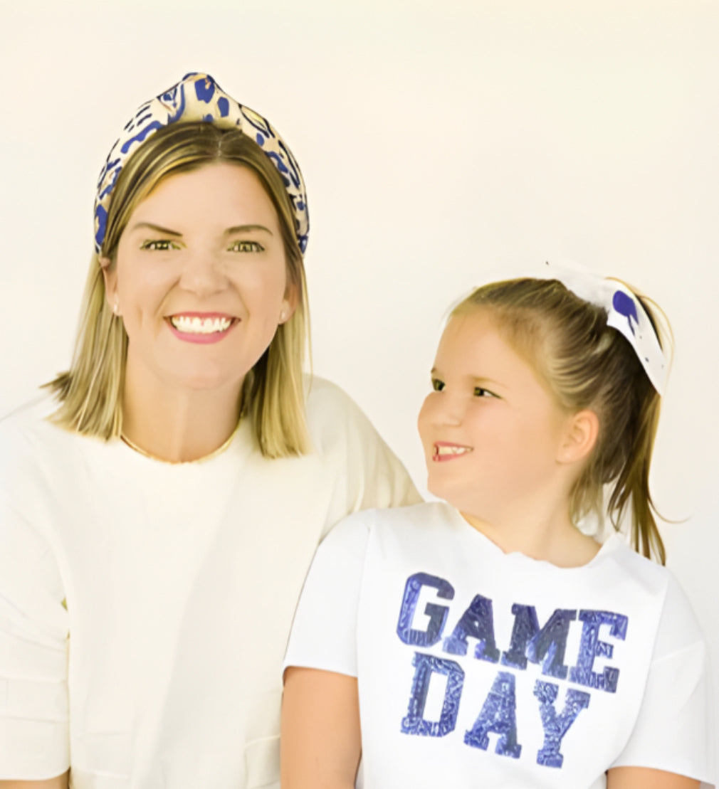 Adult Blue Leopard Knotted Headband
