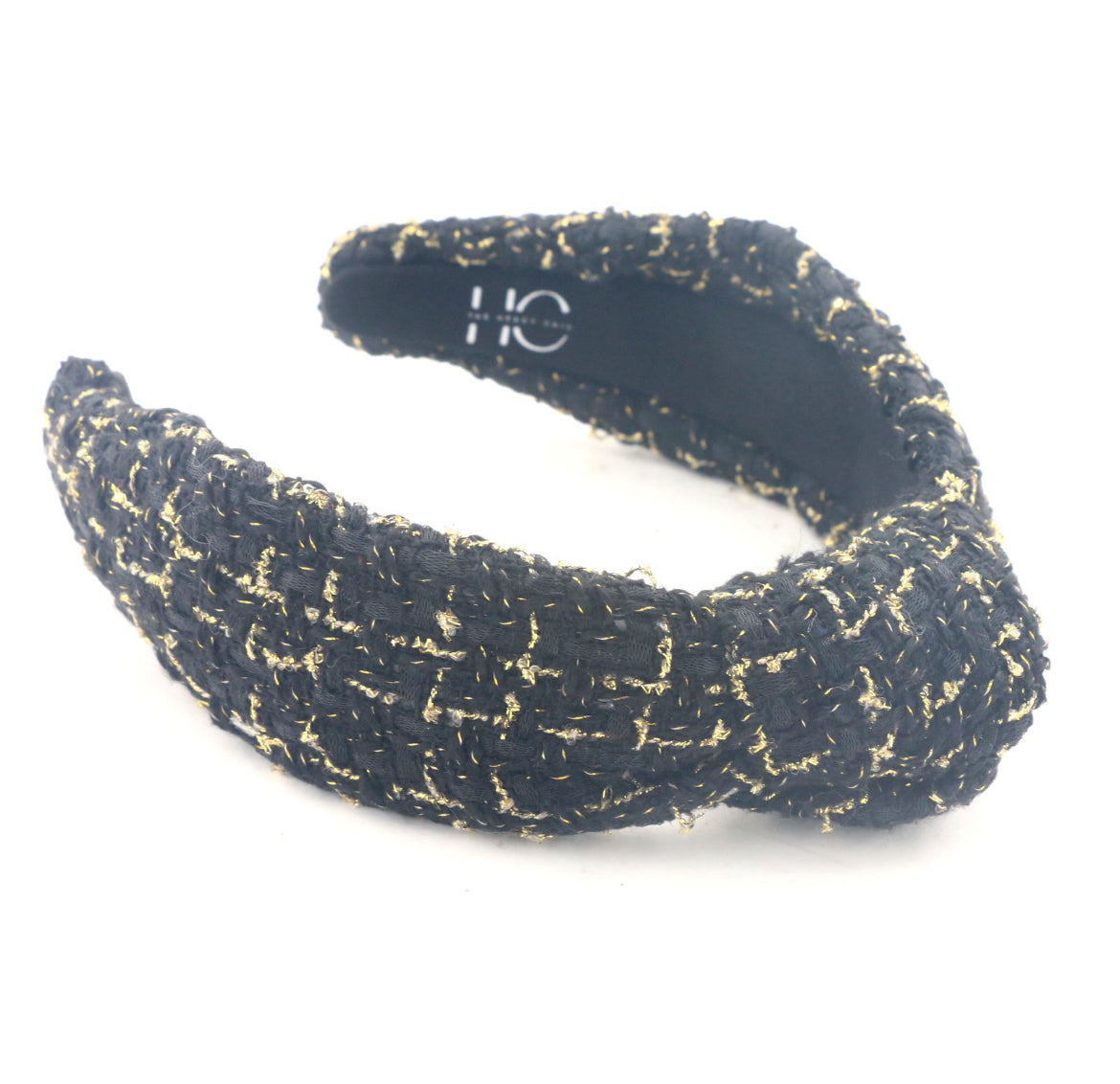 Adult Black Gold Tweed Knotted Headband