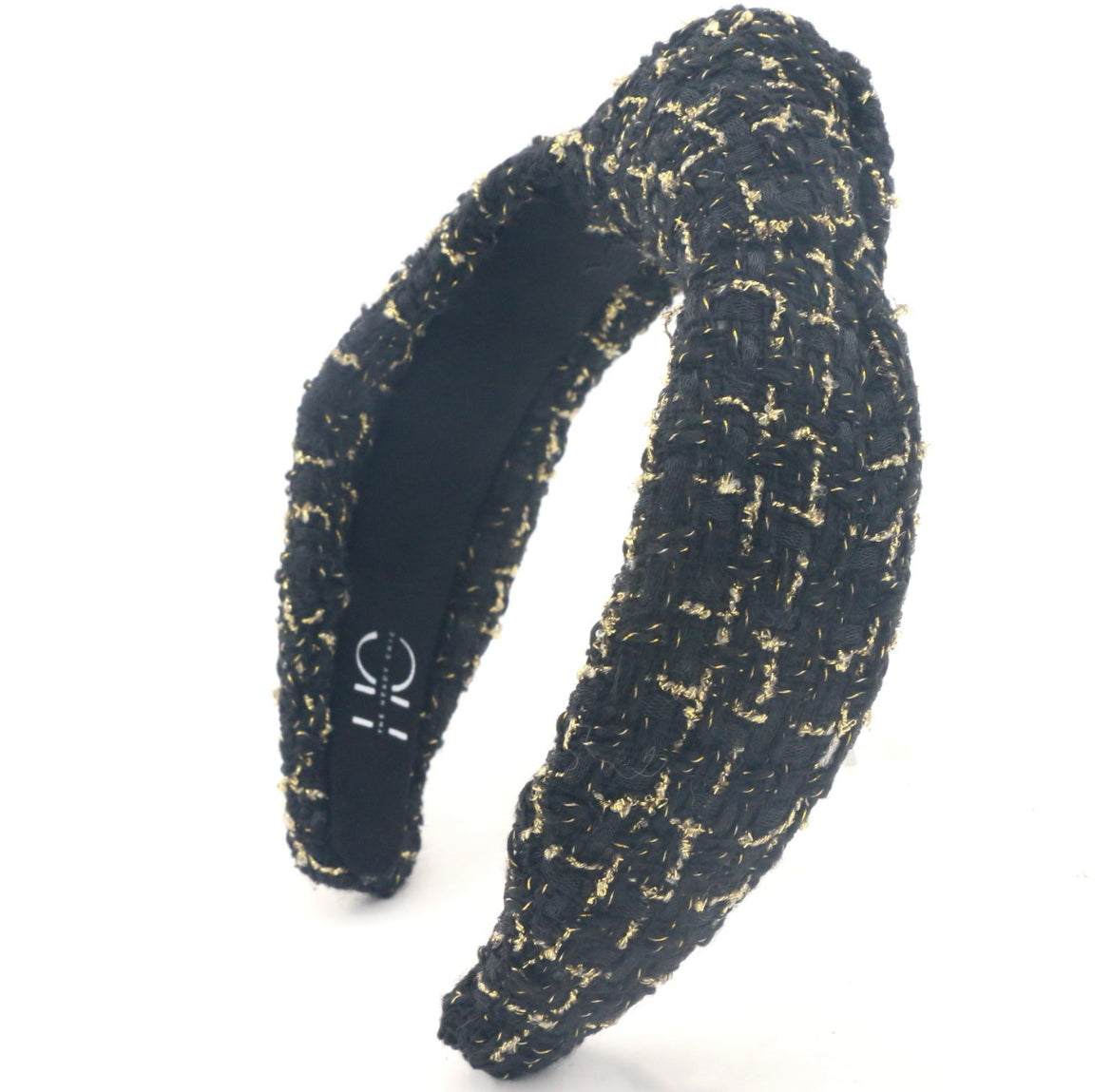 Adult Black Gold Tweed Knotted Headband