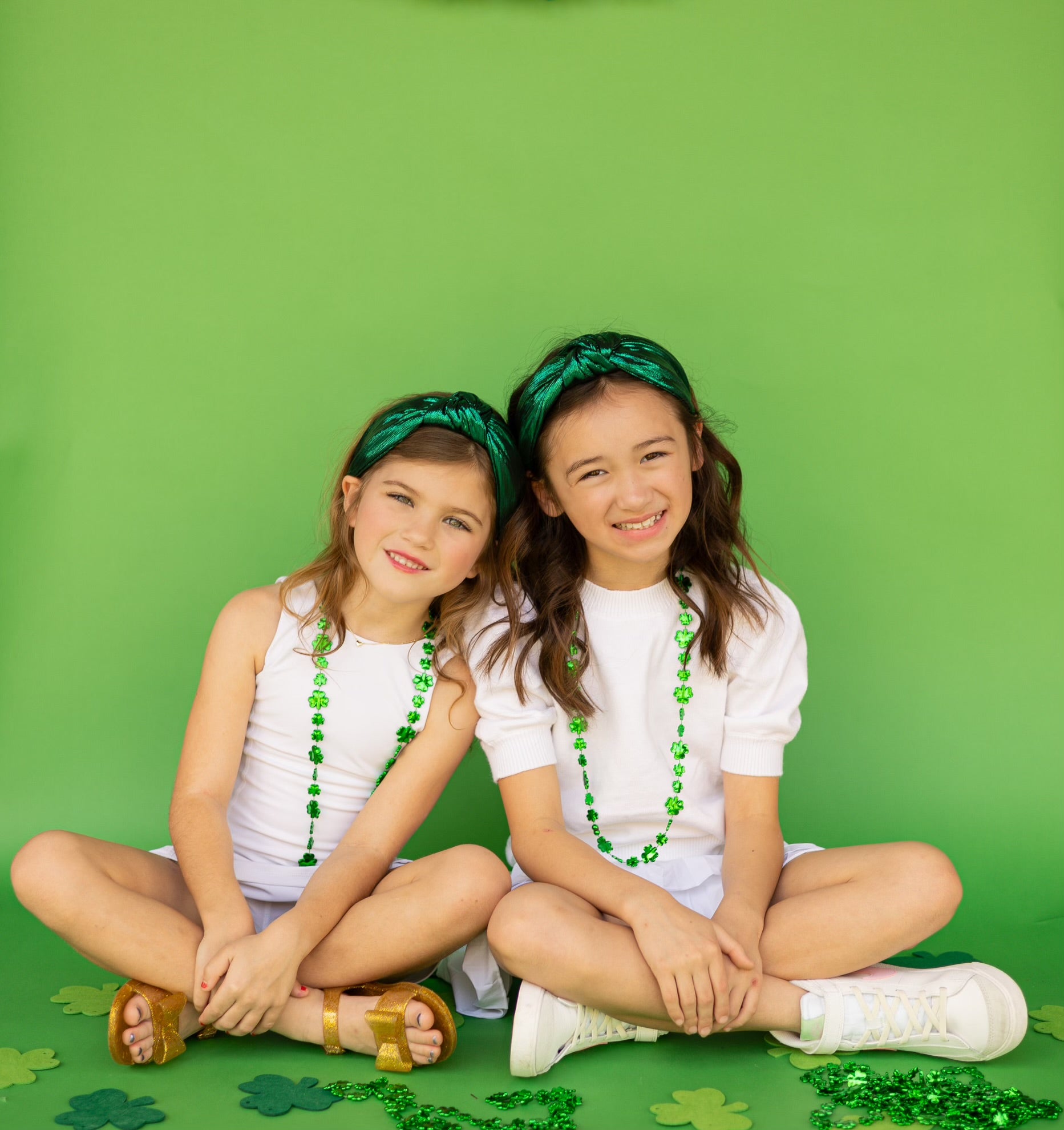 Kid and Tween Green Padded Metallic Knotted Headband