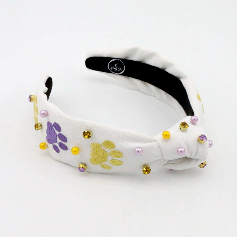 Kid and Tween Purple and Gold Knotted Headband