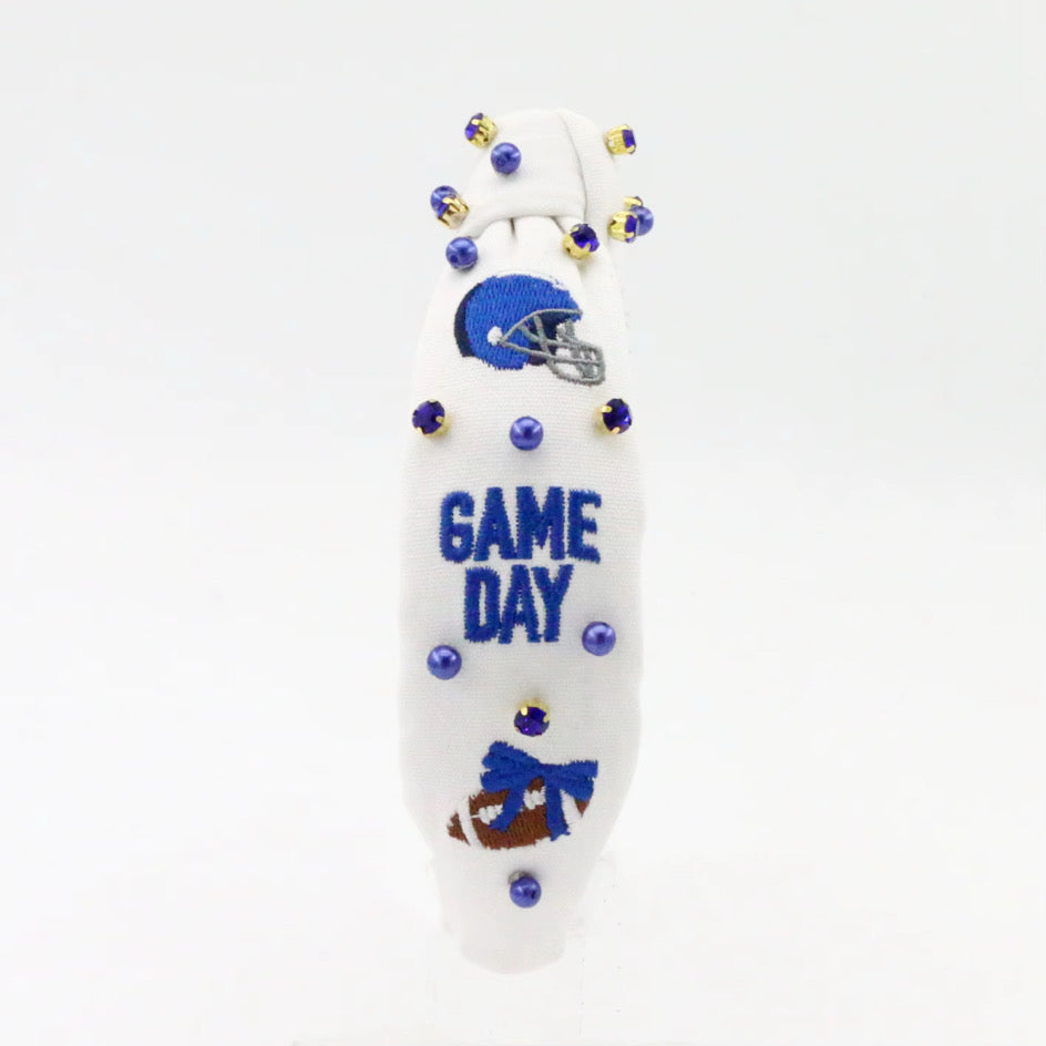 Pre Order Kid and Tween Blue Game Day Knotted Headband