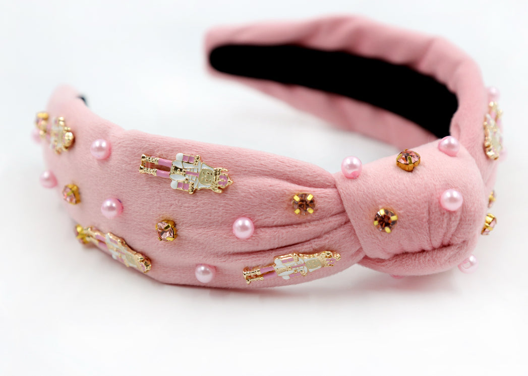 Kid and Tween Pink Velvet Nutcracker Headband