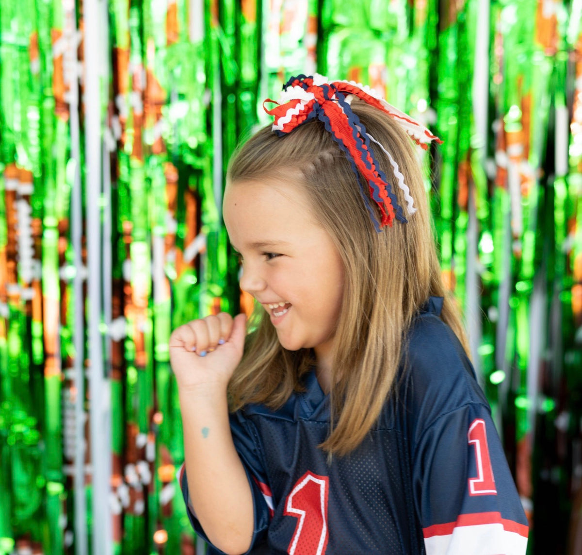 Red, White, and Navy Game Day Texture Hair Bow