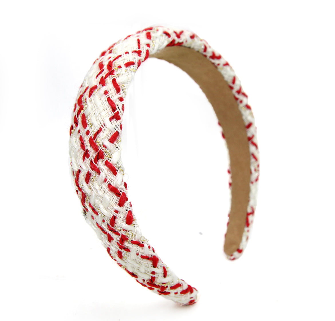 White and Red Knit Headband