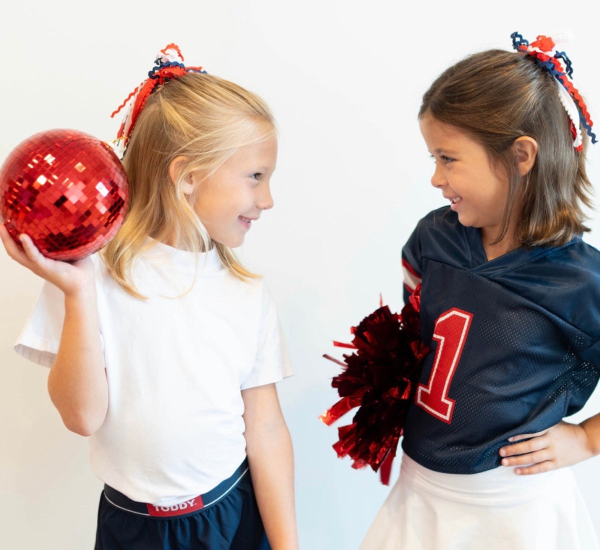 Red, White, and Navy Game Day Texture Hair Bow