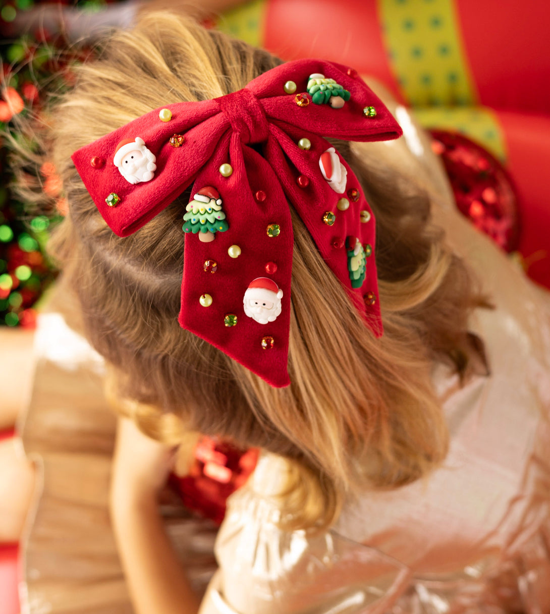 Kid Red Christmas Hair Bow