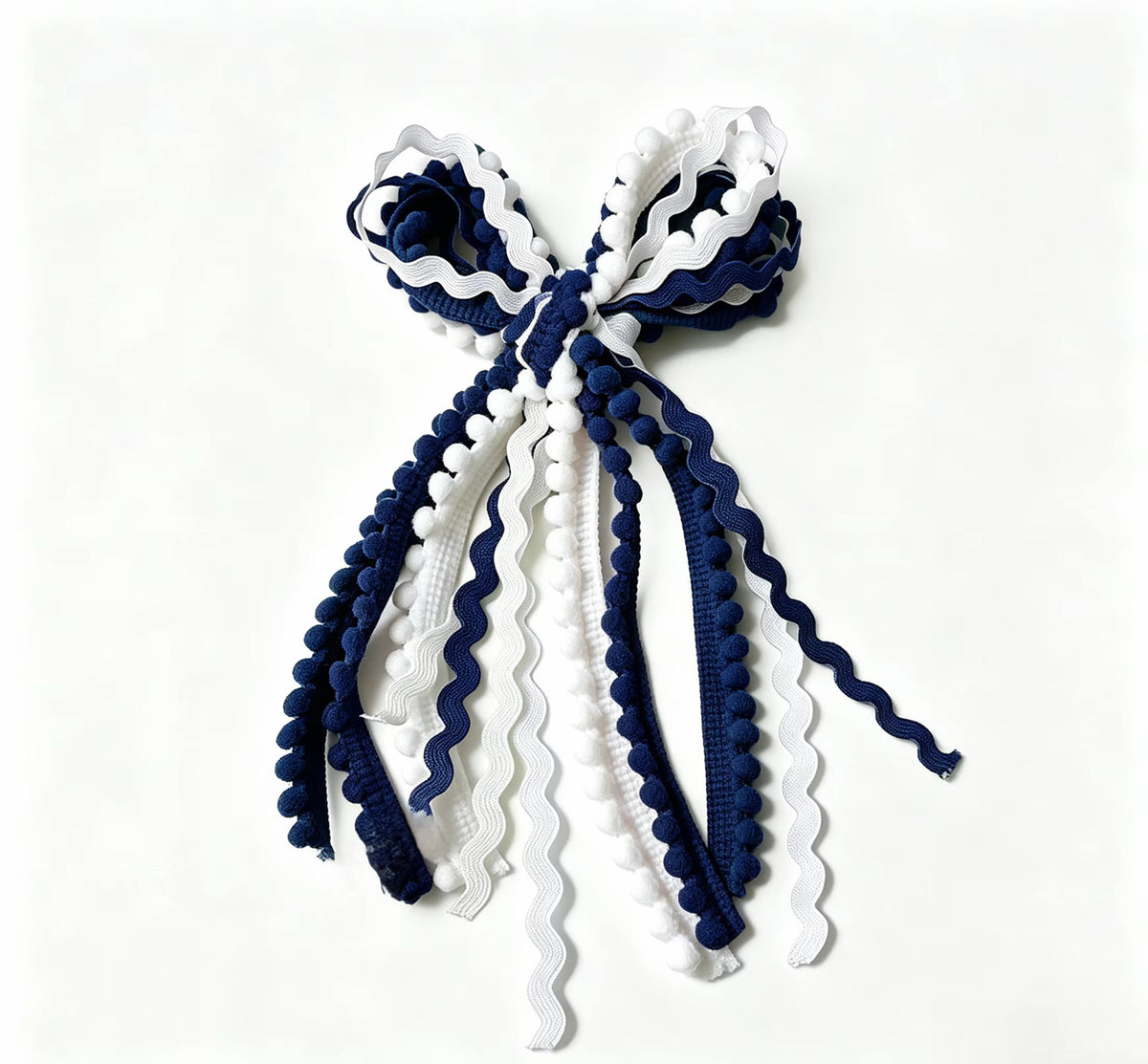 Kid and Tween Navy and White Texture Hair Bow