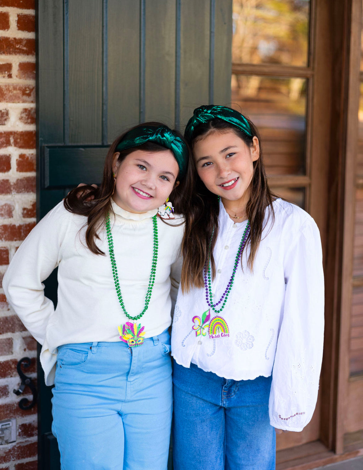 Kid and Tween Green Padded Metallic Knotted Headband