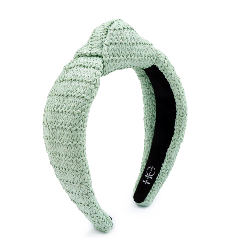 Adult Mint Raffia Knotted Headband