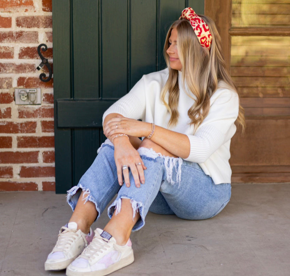Adult Red Leopard Knotted Headband