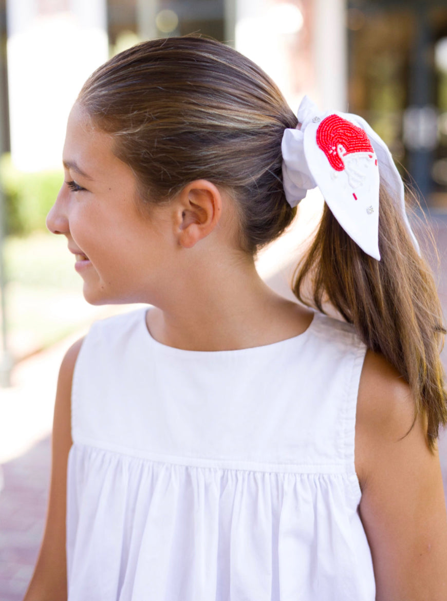 Red and White Football Helmet Scrunchie