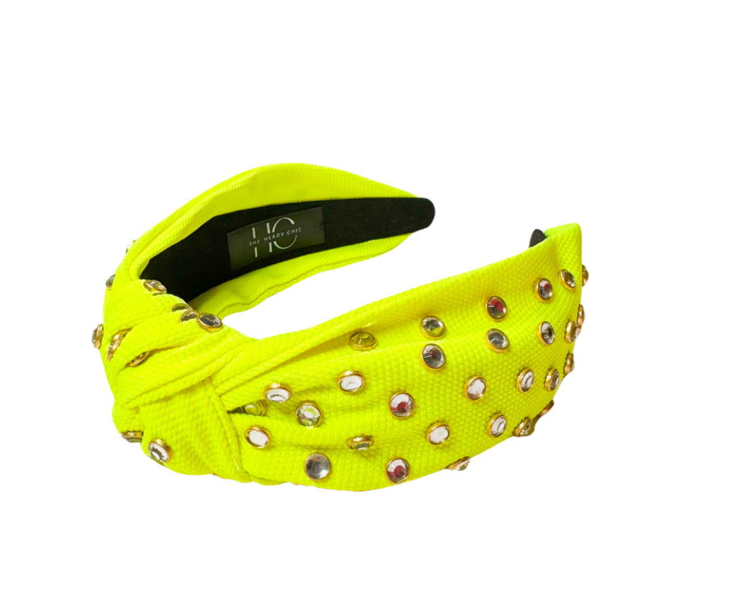 Kid and Tween Lime Jeweled Knotted Headband