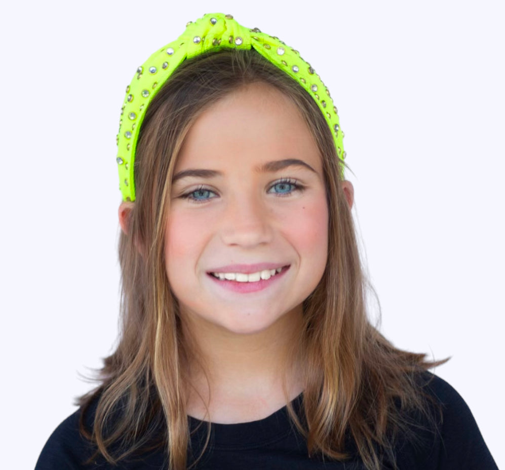 Kid and Tween Lime Jeweled Knotted Headband