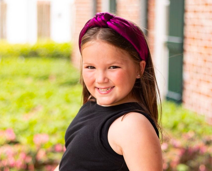 Kid and Tween Fuchsia Metallic Padded Knotted Headband