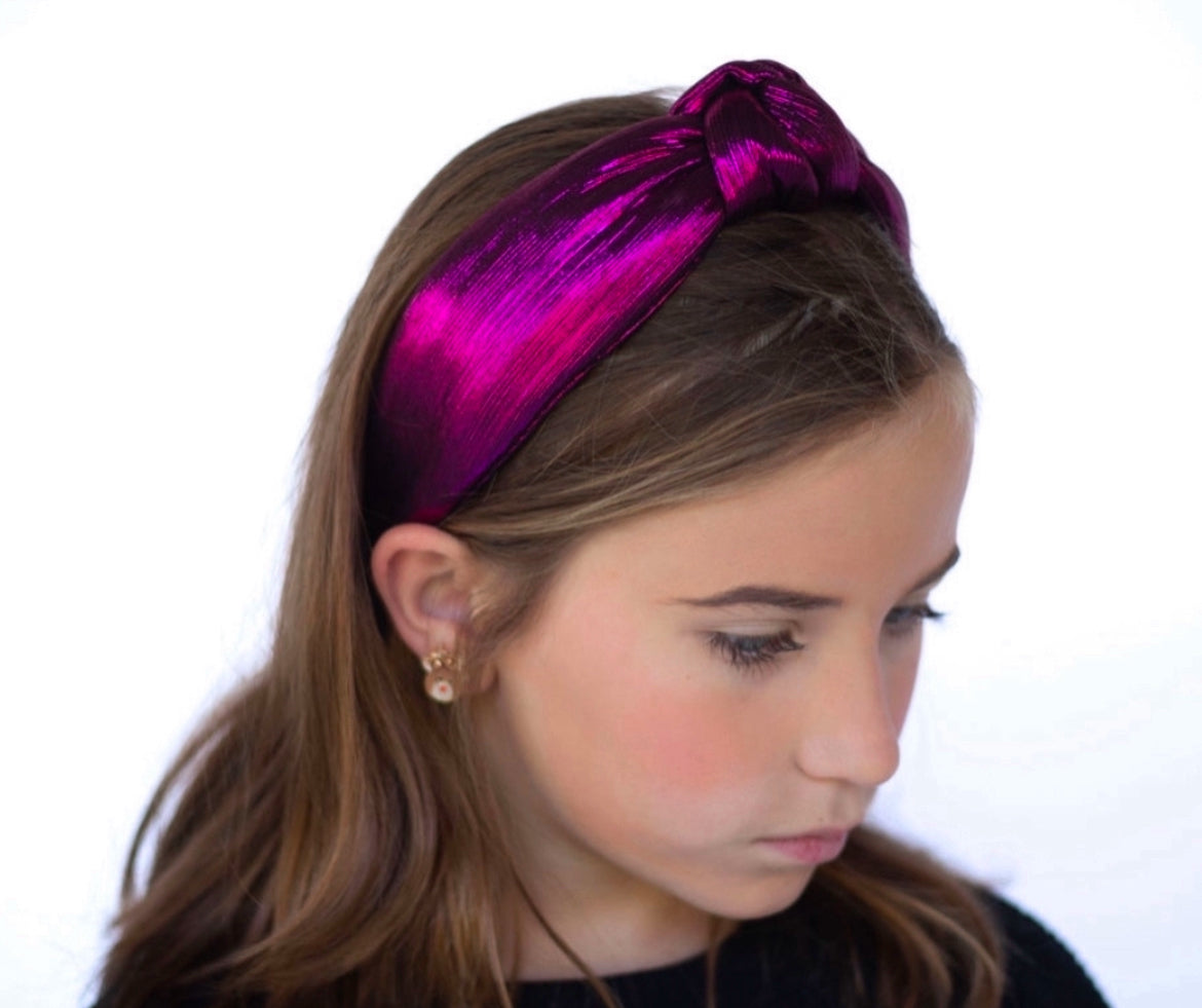 Kid and Tween Fuchsia Metallic Padded Knotted Headband